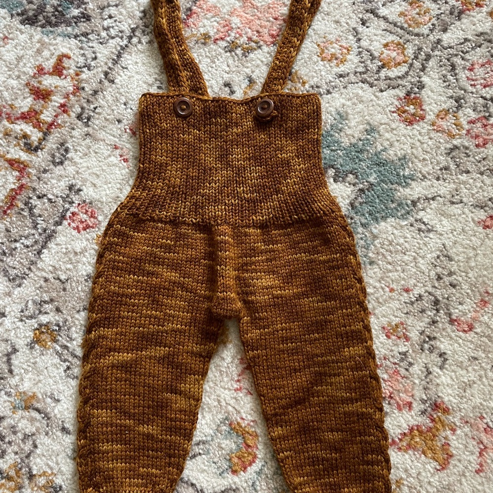 Hand Knit Baby Overalls